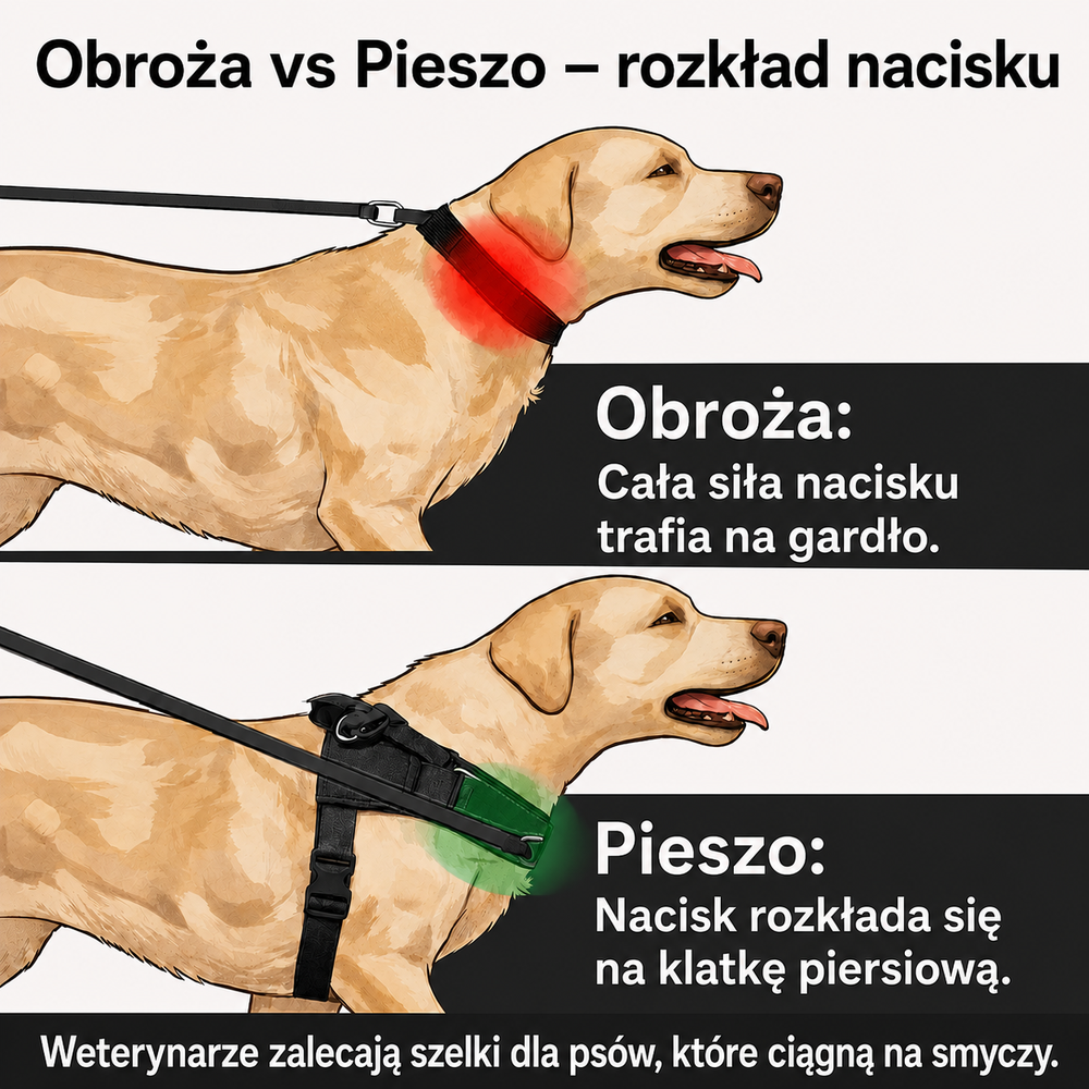 Szelki bezuciskowe zapobiegające ciągnięciu