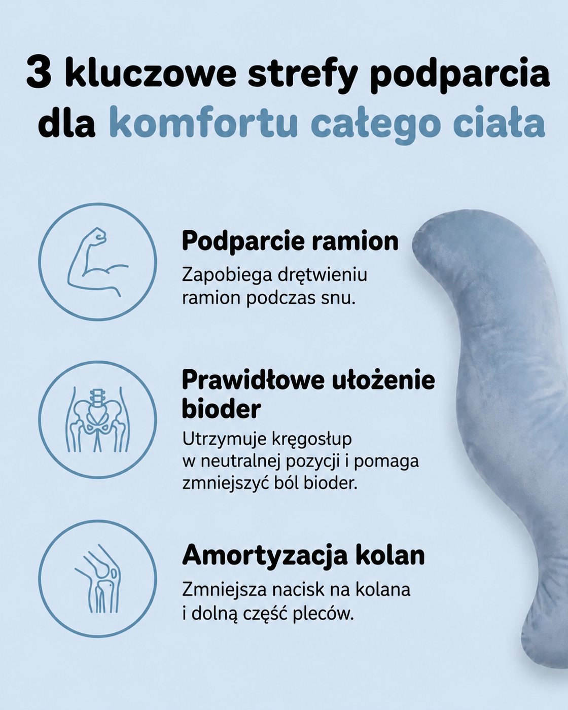 Poduszka tulori do spania na boku